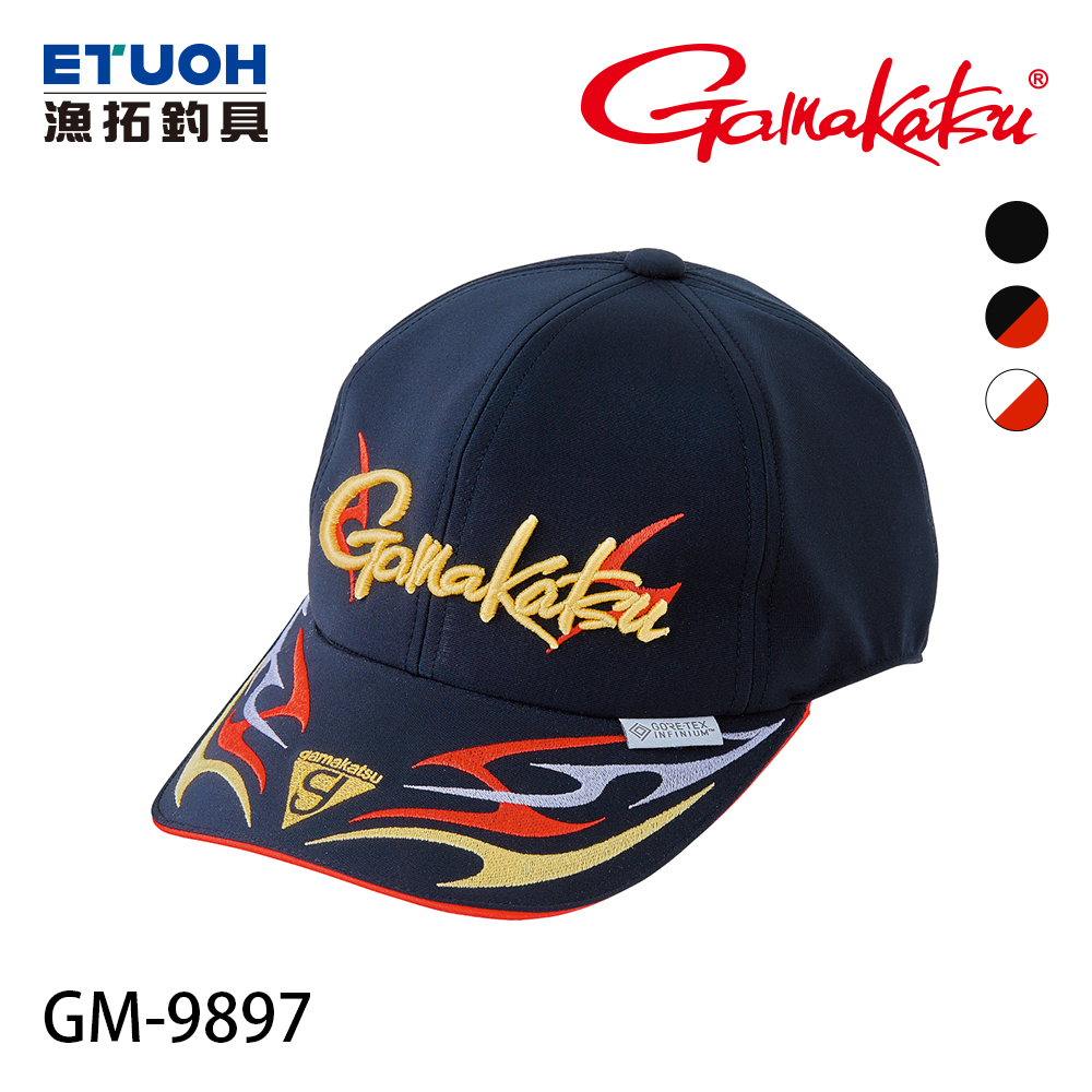 GAMAKATSU  がま GM-9897 帽子(6方) (黑/紅)
